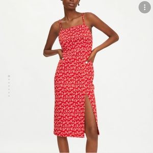 Printed Red Floral Zara Midi Dress